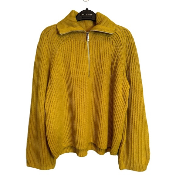 NWOT REISS Janette Half Zip Knit Sweater Size S Mustard Yellow Wool Blend Cozy - Picture 4 of 15